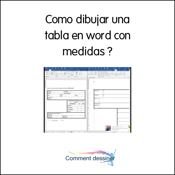 Como dibujar una tabla en word con medidas